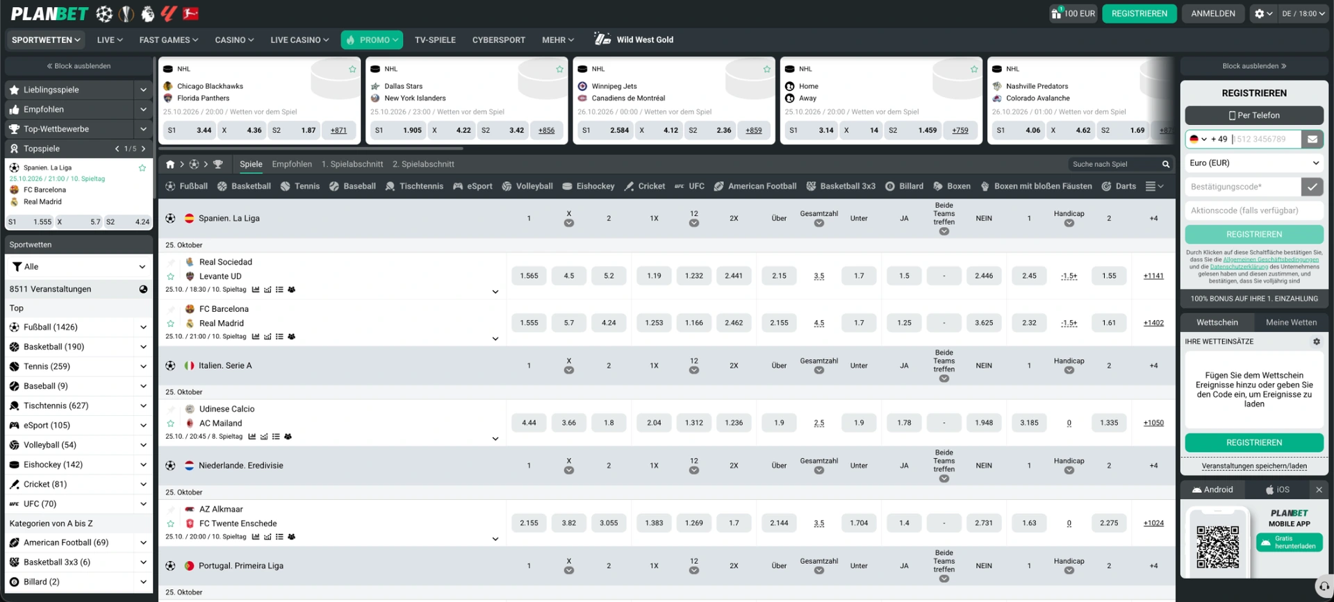 PlanBet Sportwetten bei PlanBet